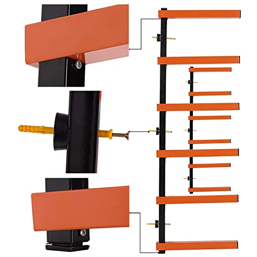 KUAFU Lumber Storage Rack Board Basement Storage Wall Mounted Rack Max 600 lb Steel with 6-Level Wall Mount, Indoor & Outdoor 1 Pack KUAFU