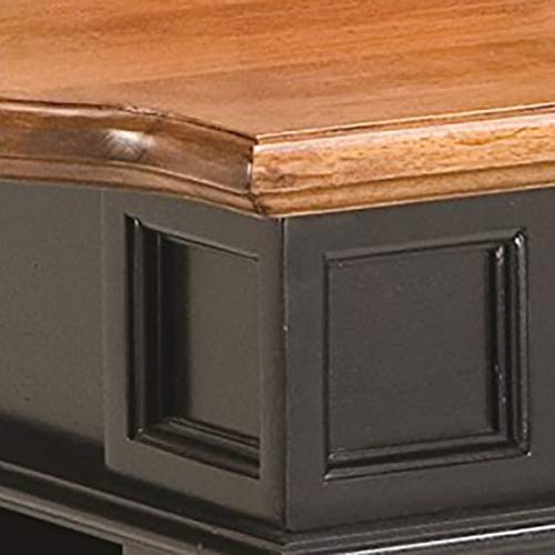 homestyles Americana Kitchen Island with Wood Top and Drop Leaf Breakfast Bar, Storage with Drawers and Adjustable Shelves, 50 Inch Width, Black and Oak homestyles