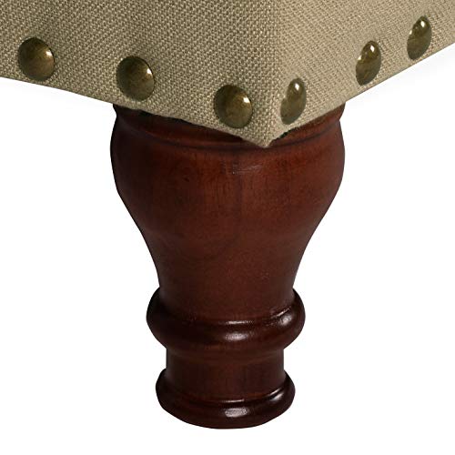 Homepop Home Decor | Upholstered Storage Bench with Nailhead Trim | Ottoman with Storage for Living Room & Bedroom | Decorative Home Furniture (Tan ) Large HomePop