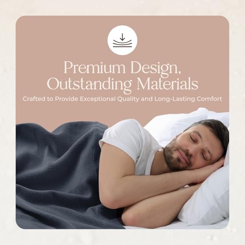 100% Organic Cotton Blanket - GOTS & Fairtrade Certified Organic Cotton Throw Blanket for Bed with Soft Heavy & Breathable Single Knit Weave - Great as Bedspread or Coverlet (Mineral, King/Cal King) Whisper Organics