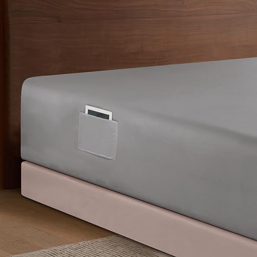 Elegant Comfort 1500 Premium Hotel Quality 18-24 Inches Deep - Extra Deep Pocket Single Fitted Sheet for High Mattress, Luxury and Softest, Smart Pocket - Wrinkle Free, Twin/Twin XL, Gray Elegant Comfort