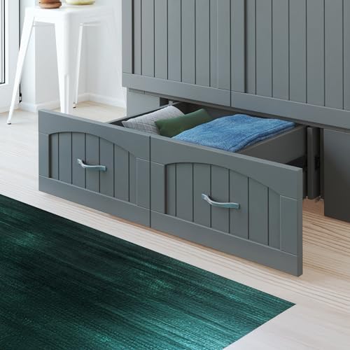 AFI, Southampton Murphy Bed Chest Twin XL with 6" Mattress, Storage Drawer & Built-in USB Charger, Grey AFI