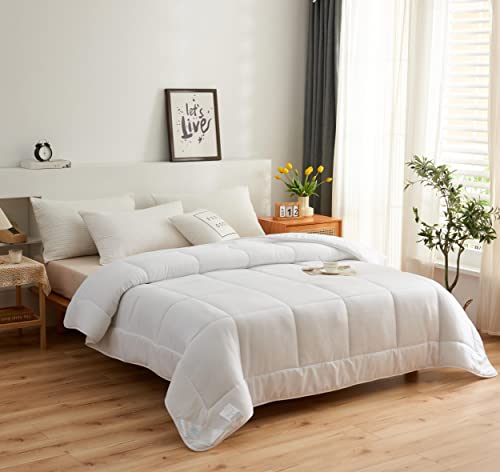 STARSTAR Bed Alternative Comforters for Home, Hotel, All Season Duvet Insert Filling Polyester, Fabric Microfiber Breathable Comforter Solid White (Full) STARSTAR