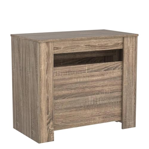 Pvillez 118.5" Wood Expandable Dining Table for 8-12 Person, Modern Extendable Dining Room Table Large Rectangle Dining Table with Leaf Extension Pedestal Dining Table for Kitchen Console Office,Oak Pvillez