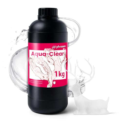 Phrozen Aqua Resin for 3D Printing, 405nm UV-Curing Photopolymer, Low Shrinkage, High Precision, Low Odor, Vivid Color, Non-Brittle, Fast Curing for LCD/DLP/SLA Printers (Clear, 1KG) phrozen