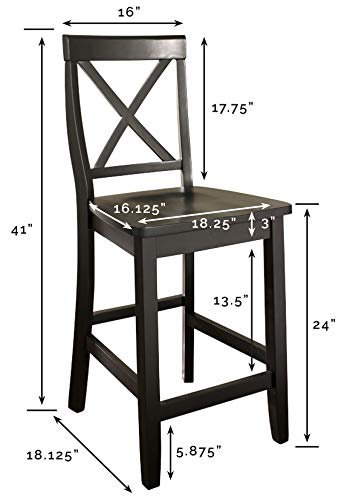 Crosley Furniture X-Back Bar Stool (Set of 2), 24-inch, Black Crosley Furniture