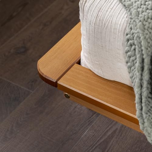 Mid Century Modern Caramel Solid Wood Platform Bed Frame with Headboard and Footboard, King Size Walker Edison