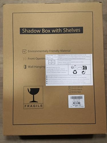 FramePro Shadow Box Frame Display Case 12x16 with Removable Shelves, Deep Memory Box Trinket Knick Knack Shelf Cabinet for Collector, Keepsake Coins Military Medals Wedding Flowers White FramePro