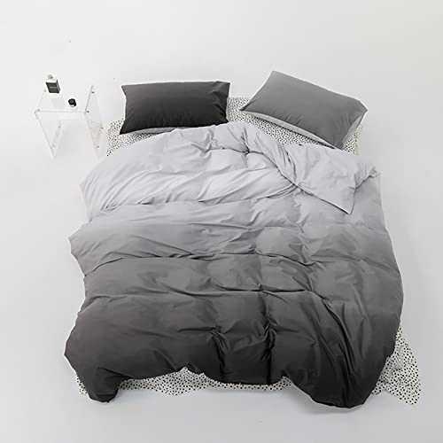 Luxlovery Grey Gradient Comforter Set Queen Grey and White Bedding Set Full Men Women Minimalist Bedding Set Light Gray Soft Breathable Blanket Quilts Gradient Comforter Set Luxlovery