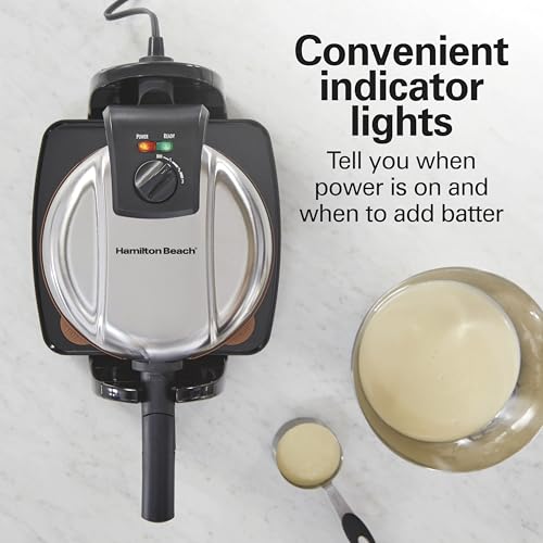 Hamilton Beach Belgian Waffle Maker with Removable PFAS-Free Durathon Nonstick Coated Plates, Easy Flip, Ceramic Grids, Black (26031) Hamilton Beach