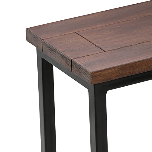 SIMPLIHOME Skyler SOLID MANGO WOOD and Metal 18 Inch Wide Rectangle C Side Table in Dark Cognac Brown, Fully Assembled, For the Living Room and SIMPLIHOME