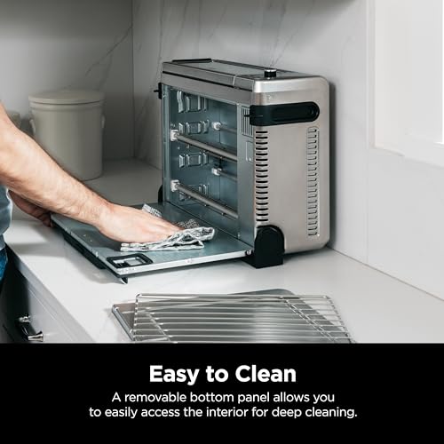 Ninja SP101 Digital Air Fry Countertop Oven with 8-in-1 Functionality, Flip Up & Away Capability for Storage Space, with Air Fry Basket, Wire Rack & Crumb Tray, Silver Ninja