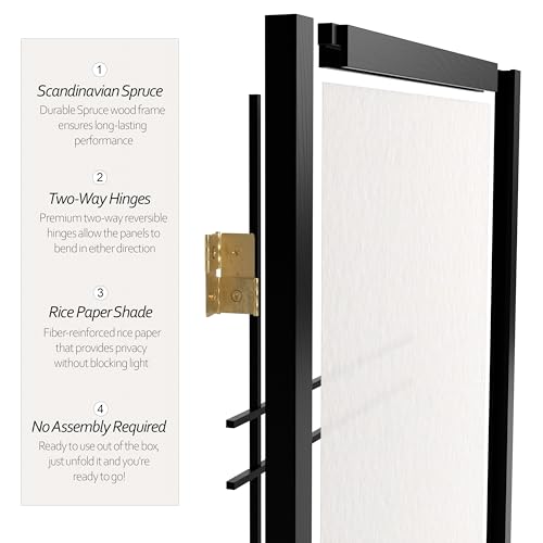 3 ft. Short Double Cross Shoji Screen - Black - 3 Panels Red Lantern