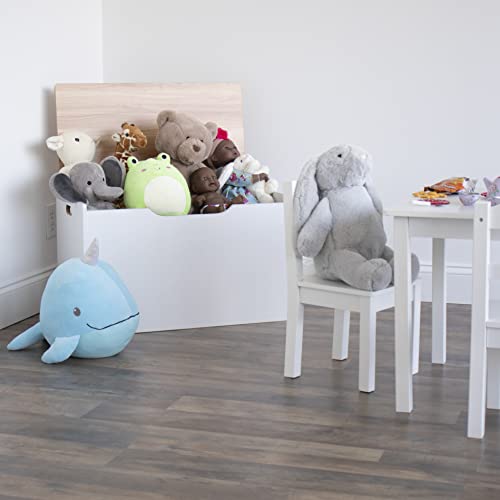 Humble Crew Expedition Hinged Toy Storage Chest with Lid, White & Natural Wood Humble Crew