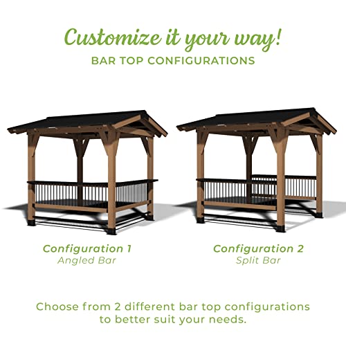 Backyard Discovery Granada Grill Gazebo Pavilion w/Outdoor Bar, 80" Grill Space, Hard Top Steel Metal Roof, Wind Resistant - 100 mph, Supports 4,700 Backyard Discovery