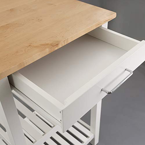 Casual Home Sunrise (Small) with Solid Harvest Hardwood Top Kitchen Island, 22.75"W, Natural&White American Trails