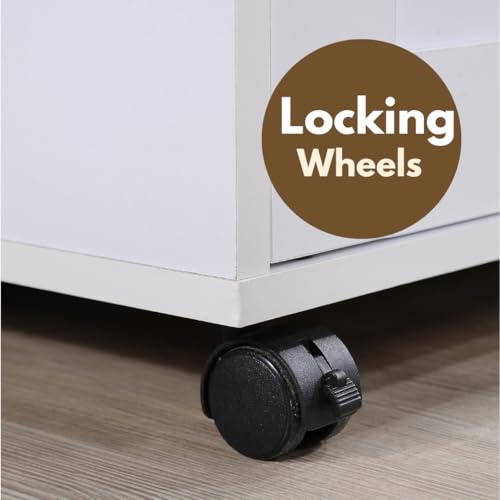 Hodedah Kitchen Island with Spice Rack, Towel Rack & Drawer, White with Beech Top, 15.5 x 35.5-44.9 x 35.2 inches Hodedah