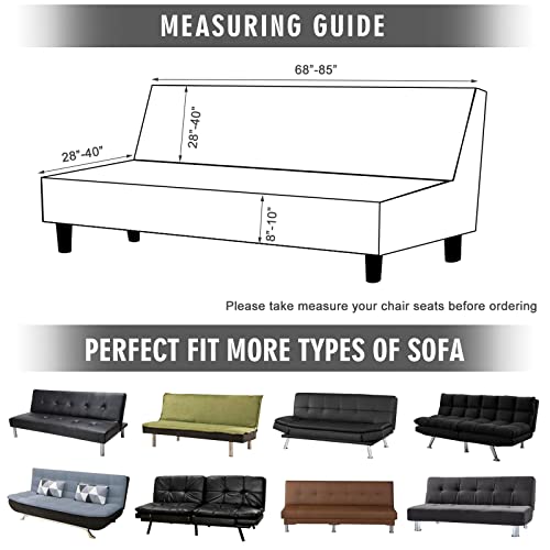 ele ELEOPTION 3 Seat Armless Sofa Bed Cover Stretch Slipcover Velvet Thicker Full Size Folding Cushion Couch Covers Furniture Protector Sofa Futon Cover White Color ele ELEOPTION