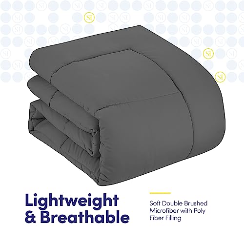 Full Size Comforter Set with Sheets - 7-Piece Bedding Collection - 1 Comforter, 1 Fitted Sheet, 1 Flat, 4 Pillowcases - Deep Pocket - Soft & Breathable Premium Quality - Ideal for All Seasons, Gray Sweet Home Collection