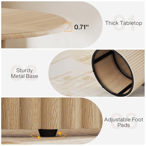 Tribesigns 47" Round Dining Table for 4, Farmhouse Kitchen Table with Metal Base, Modern Small Dinner Table for Dining Room,Kitchen (Chairs Not Included) Tribesigns