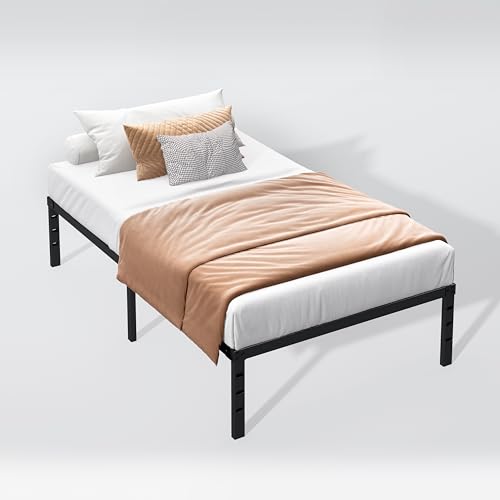 Hafenpo 12 Inch Twin Bed Frame - Sturdy Metal Platform Twin Size, No Box Spring Needed, Heavy Duty, Easy Assembly, Strong Bearing Capacity, Under Bed Storage, Black Hafenpo