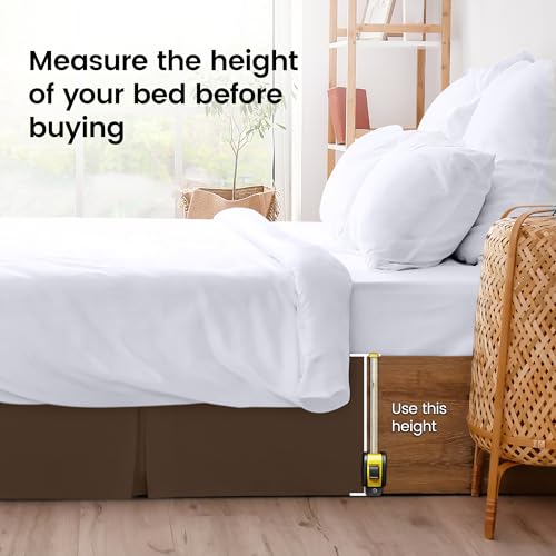 Utopia Bedding Full Bed Skirt - Soft Quadruple Pleated Ruffle - Easy Fit with 16 Inch Tailored Drop - Hotel Quality, Shrinkage and Fade Resistant (Full, Brown) Utopia Bedding