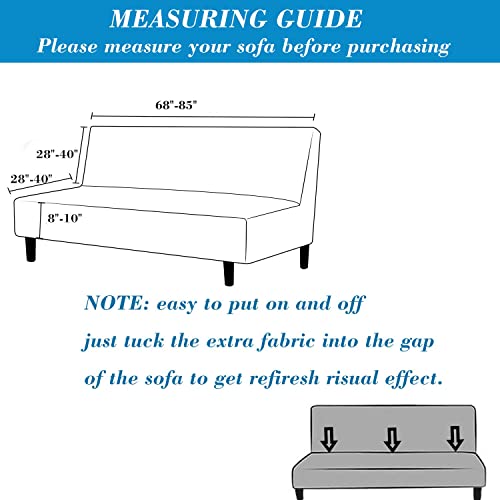Stretch Armless Futon Cover with Skirt Knitted Jacquard Futon Sofa Bed Cover Machine Washable Futon Couch Cover Futon Sofa Cover Furniture Bed Protector with Elastic Bottom for Kids,Pets(Coffee) HFCNMY