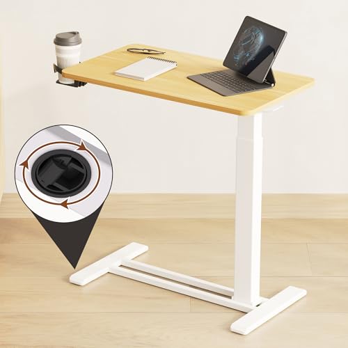 FLEXISPOT Mobile Standing Desk with Wheels Pneumatic Laptop Desk Rolling Computer Cart Movable Height Adjustable Small Sit Stand Desk Computer Workstations Home Use(31.5" W x 17.7" D, Maple) FLEXISPOT