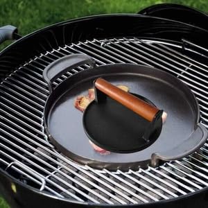 Firsgrill Burger Press 7.08" Round,Heavy-Duty Cast Iron Smash Burger Press Meat Steak With Wood Handle for Blackstone Camp chef Pitboss Weber Griddle Grills(Round) Firsgrill