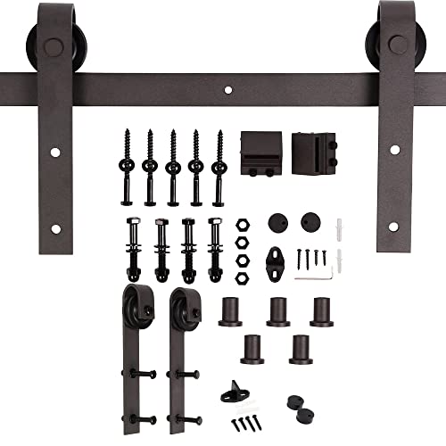 ISLIFE 2 Sets 36in X 84in K Series DIY Solid Wood Interior Sliding Barn Door with 6FT Hardware Kit +2Handles(Smoky Gray, 72in. x 84in.) ISLIFE