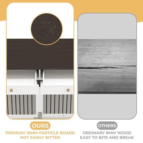 Dog Crate Furniture for 2 Dogs, 47" Double Dog Kennel with Removable Divider and 2 Drawers, Decorative TV Stand Side Table, Indoor Pet Cage for Large/Medium/Small Dogs White GAOMON