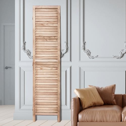 VEVOR Wood Room Divider, 4 Panel Wood Folding Privacy Screen, 66.9 Inches Tall Indoor Louvered Wooden Partition, Portable Decoration Screen, for Room Separation, Home, Office, Restaurant & Bedroom VEVOR