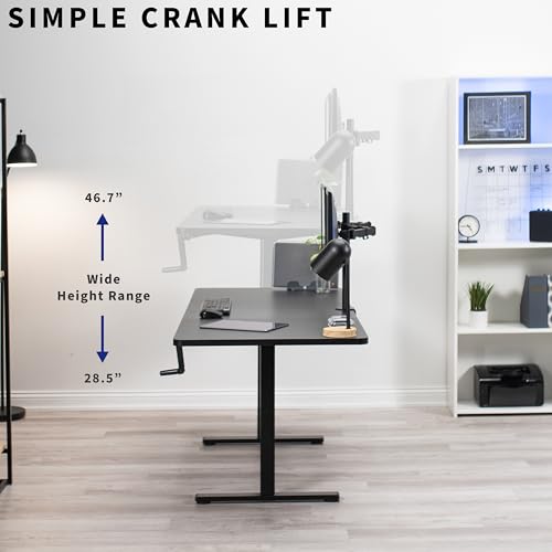 VIVO Manual Height Adjustable 71 x 30 inch Stand Up Desk, Reclaimed Wood Table Top, Black Frame, Standing Workstation with Foldable Handle, DESK-KIT-MB7P VIVO