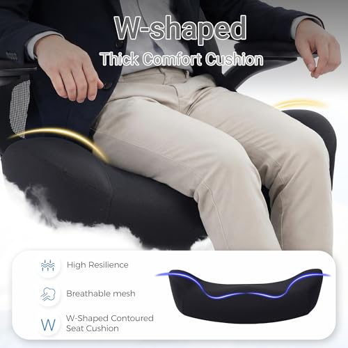 HYLONE Drafting Chair Tall Office Chair with Flip-Up and Adjustable Armrests Ergonomic Computer Chair with Adjustable Footrest Ring Mesh Standing Desk Chair (Black) HYLONE