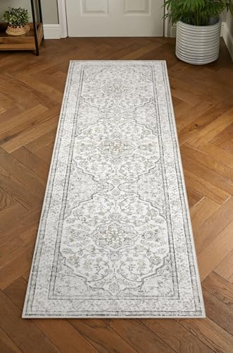 Lahome Oriental Washable Hallway Runner Rug,2.5x8 Boho Rug Runners for Hallways Non Slip,Runner Rug for Entryway Indoor,Traditional Thin Carpet Runner for Kitchen Laundry Bathroom,(8ft,Beige) Lahome