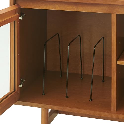 Crosley Furniture Dempsey Record Player Cabinet Vinyl Storage and Display Mid-Century Modern Turntable Stand, Walnut Crosley Furniture