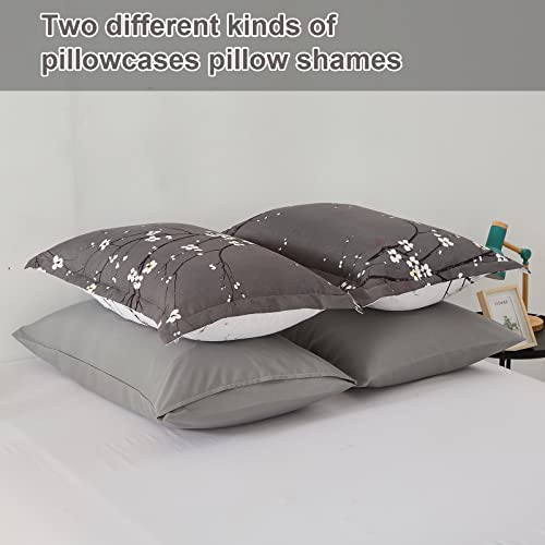 WONGS BEDDING 7 Pieces Comforter Set Full, Floral Bed in a Bag Comforter Reversible Flower Plum Bedding Set Full Size(1 Comforter,2 Pillowcase,2 Pillow Shames,1 Flat Sheet,1 Fitted Sheet) WONGS BEDDING