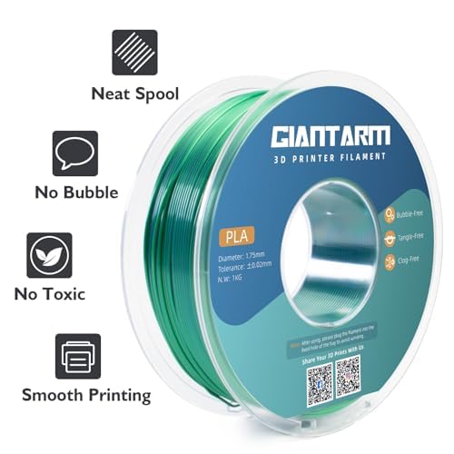 GIANTARM Dual Color PLA Filament, Silk PLA Filament 1.75mm +/-0.02mm,1KG Spool(2.2lbs) Vacuum Packaging, 3D Printing Filaments Fit Most FDM Printer GIANTARM