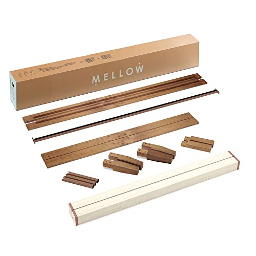Mellow Naturalista Classic 12 Inch Solid Wood Platform Bed with Wooden Slats, Cal King, Natural Pine Mellow