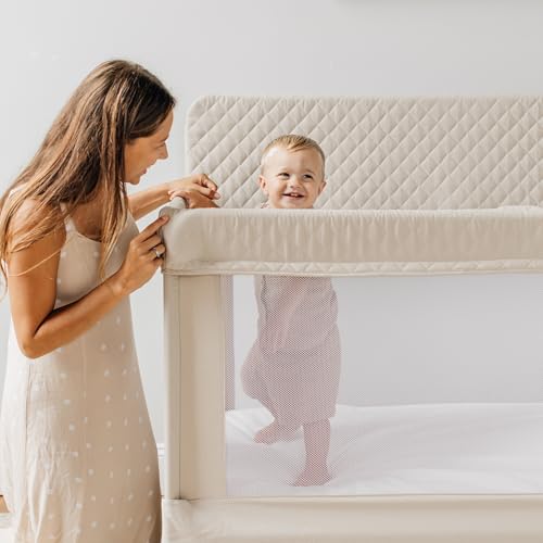 Baby Delight Lunaire Full Size Crib & Playard | Breathable Mesh Baby Crib | Tool-Free Assembly Baby Bed | 100% GOTS Certified Organic Cotton Fabric | Organic Oat Baby Delight
