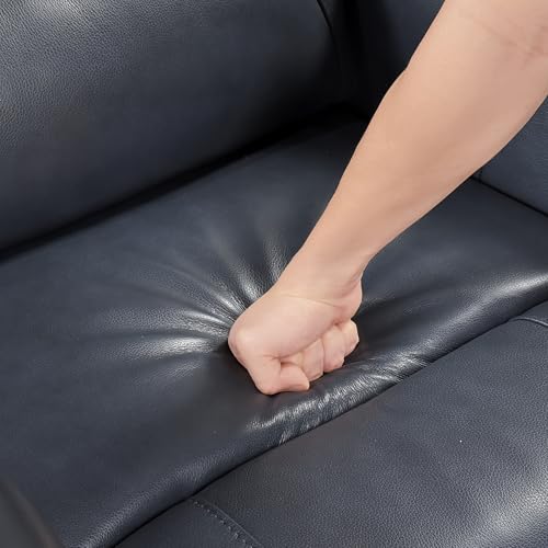 Lexicon Swivel Glider Reclining Chair, Top Grain Leather Match Manual Recliner, Comfy Nursery Glider Recliner, Swivel Reclining Chair for Living Room/Office/Bedroom/Apartment, Dark Blue Lexicon