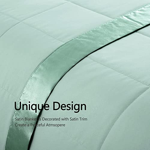COMFLIVE Queen Blanket with Satin Trim, Bed Blanket for All Seasons - Winter Summer Comfort Soft (Green, Full/Queen) COMFLIVE