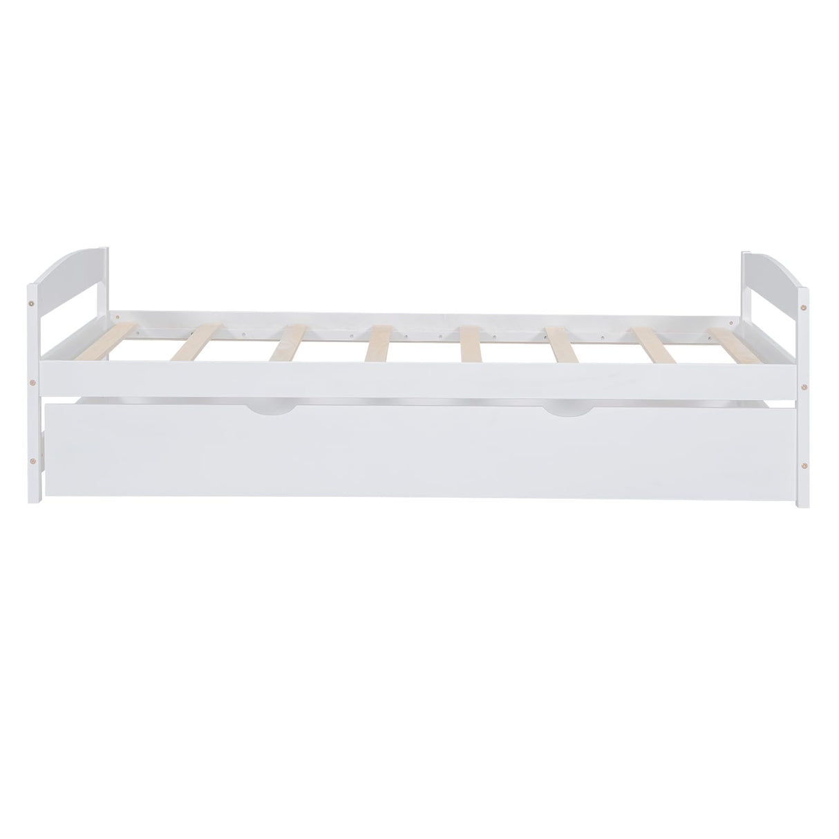 Merax Twin Size Platform Pine Wood Bed Frame with Twin Size Trundle for Boys and Girls,White Merax