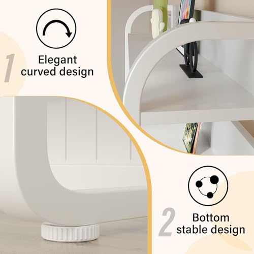 MaverickFurni 60 Inch Computer Desk with Shelves & Hutch, Home Office Desk with 3 Storage Drawers for Bedroom Work, Study Writing Table for Small Spaces, Adjustable feet, White MaverickFurni