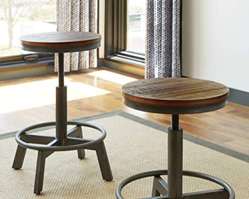 Signature Design by Ashley Torjin Industrial 24" Adjustable Height Barstool, 2 Count, Brown Signature Design by Ashley