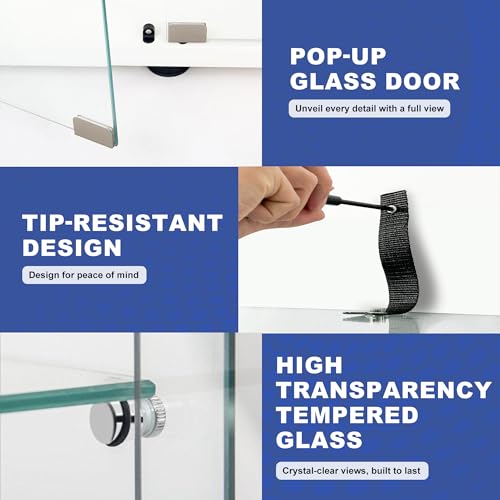 Casaphoria RGB Glass Display Cabinets, 4-Tier Display Cabinets with Glass Doors, Double-Doors Curio Cabinets, Toy Display Cabinets and Curio Cabinets for Collectibles Casaphoria