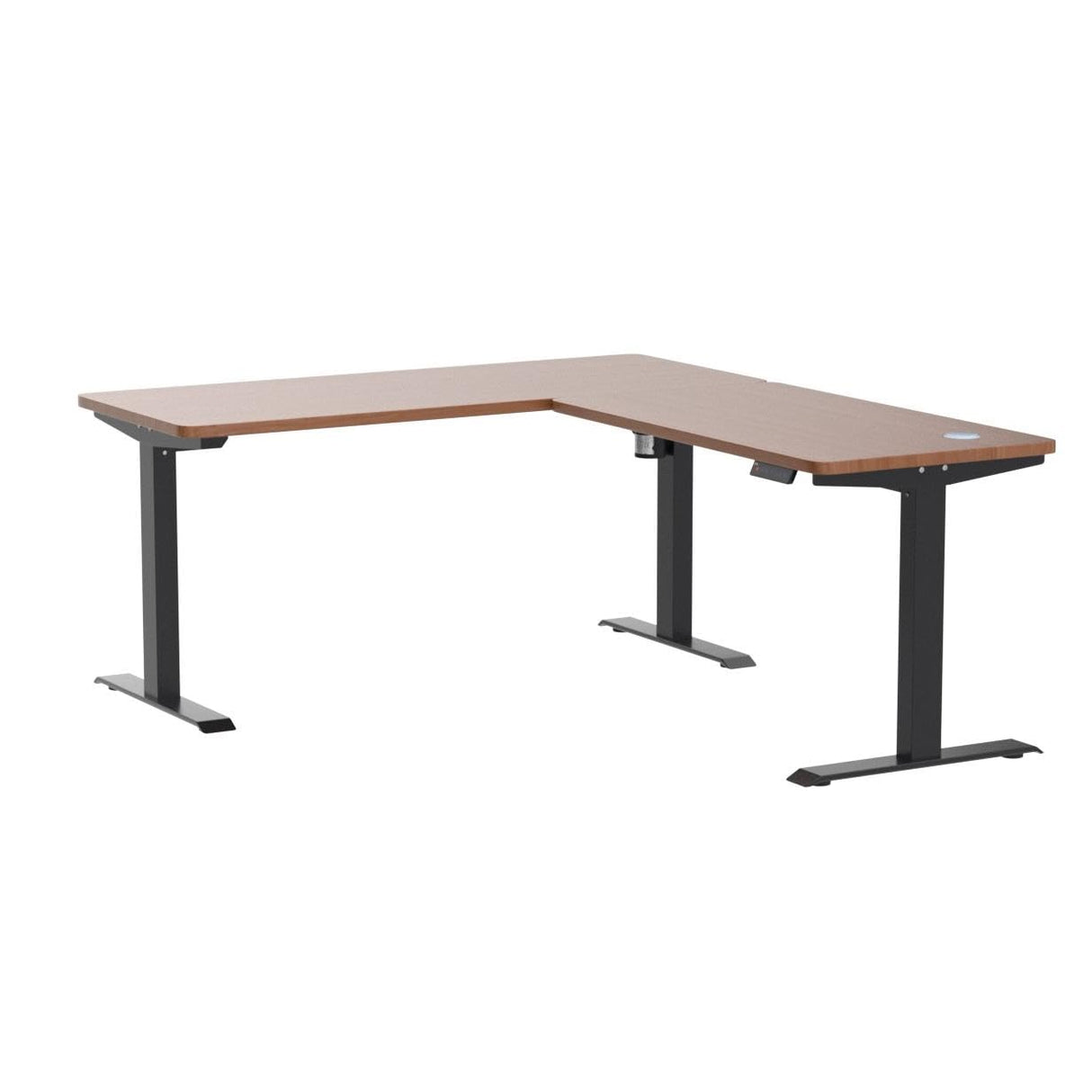 BRODAN Electric Standing L Desk with Power Charging Station, Adjustable Height Sit Stand Home Office Desk, L Shaped Computer Desk, 67x59 inches Corner Stand Up Desk, Walnut Top with Black Frame BRODAN