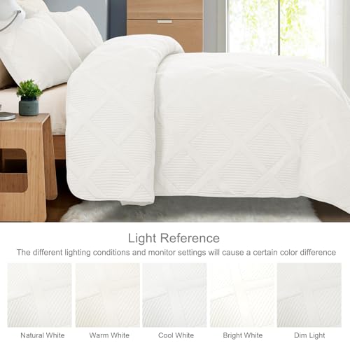 Exclusivo Mezcla King Quilt Set- White Quilts Bedding Set with 2 Pillow Shams, Modern King Bedspread with Striped Pattern, Soft Lightweight Bedspreads Coverlets for All Seasons Exclusivo Mezcla