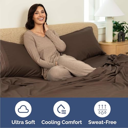 Queen Size 4 Piece Sheet Set - Comfy Breathable & Cooling Bed Sheets Set - Hotel Luxury Bedding for Women, Men, Kids, Teens, Boys & Girls - Deep Pockets, Ultra-Soft, Wrinkle Free - Oeko-Tex - Brown CGK Unlimited