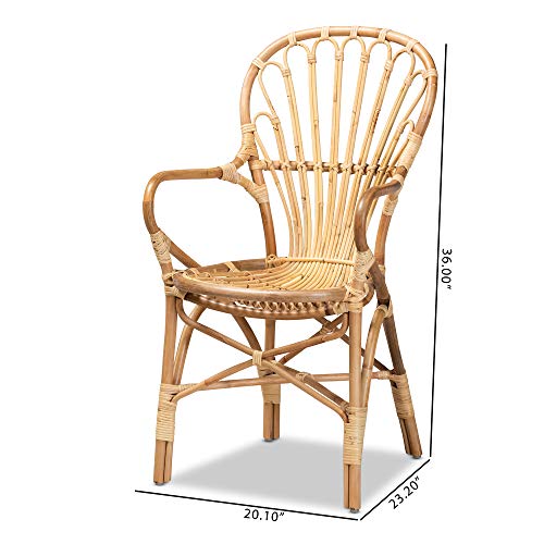 bali & pari Sheraton Modern and Contemporary Light Honey Rattan Dining Chair bali & pari